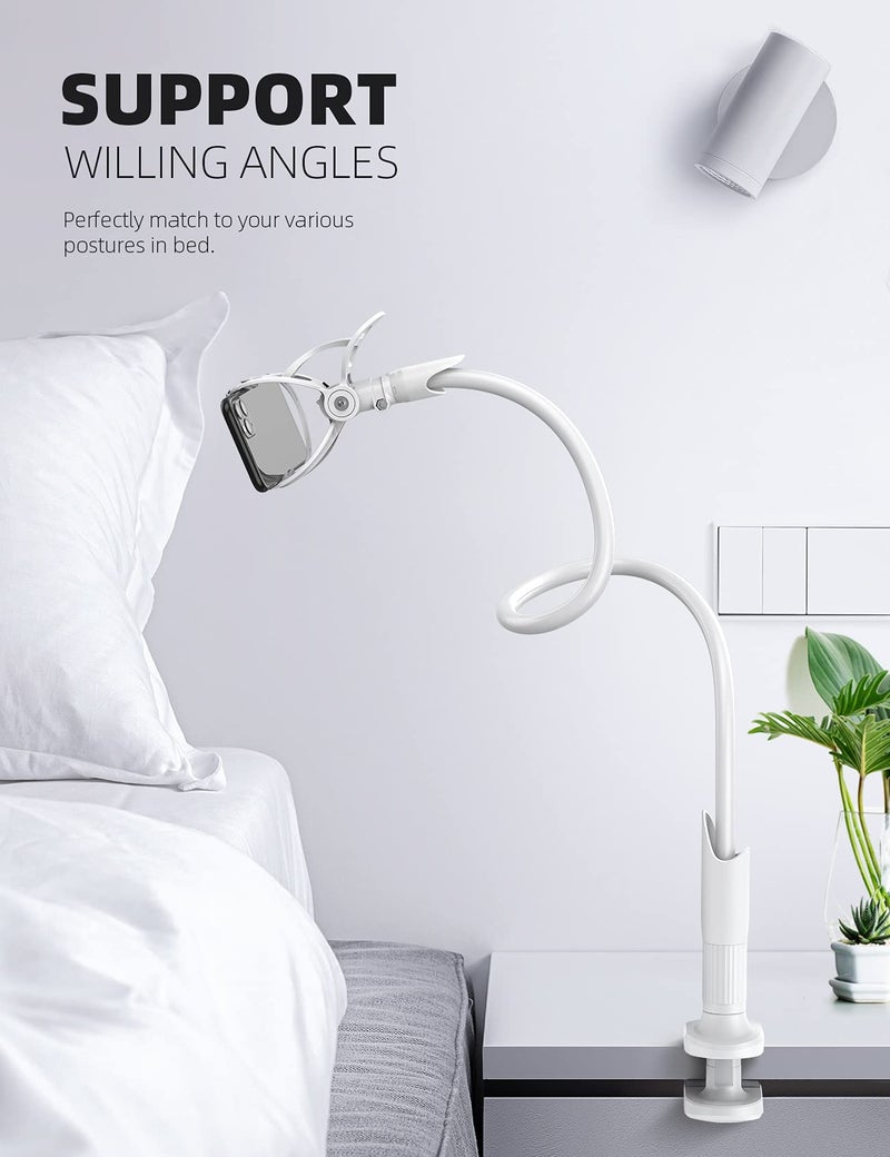 Lamicall Phone Holder, Gooseneck Mount, Compatible with 4-7'' Smartphones and Desktops, Adjustable Arm and Non-Slip Base, Easy to Install and Use - Image 4